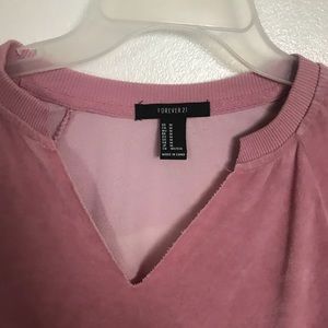 Velvet Sweatshirt Crop Top